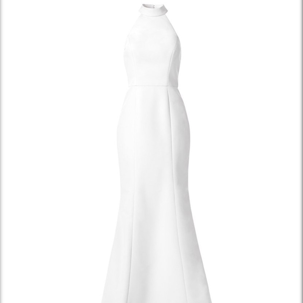 Amsale “Austin” floor-length, halter gown
